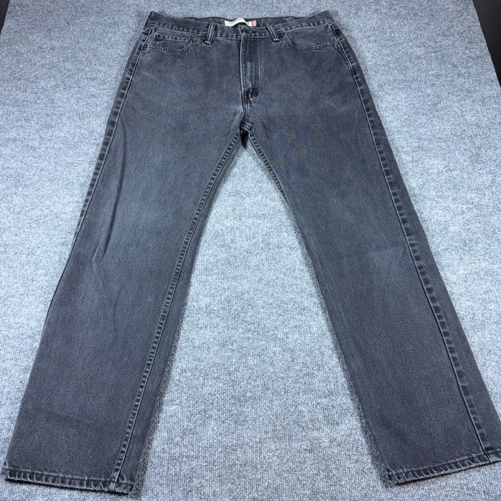 Levis 505 Regular Fit Straight Leg Jeans Mens 38x34 Faded Black Denim Pants